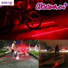 2 Лазерен +5 LED заден стоп колело велосипед колело Предупреждение Мигаща светлина за Безопасност