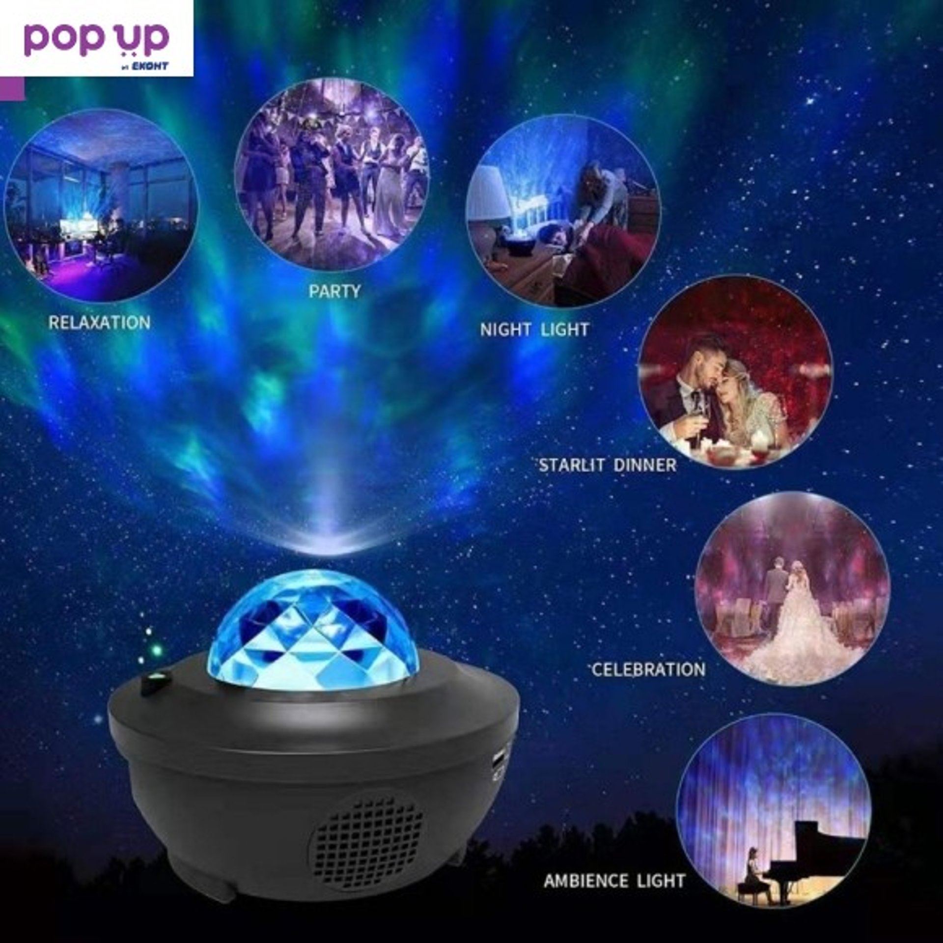 Музикална LED Лампа проектор с дистанционно Starry Projector Light