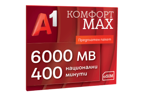 А1 предплатен пакет Комфорт Макс сим карта sim card