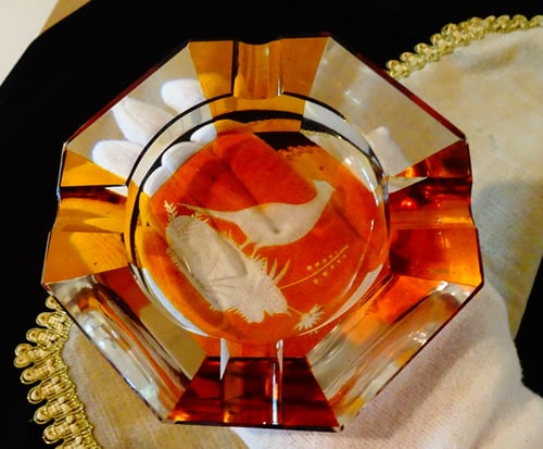 Пепелник цветен кристал Bohemia,фазан.