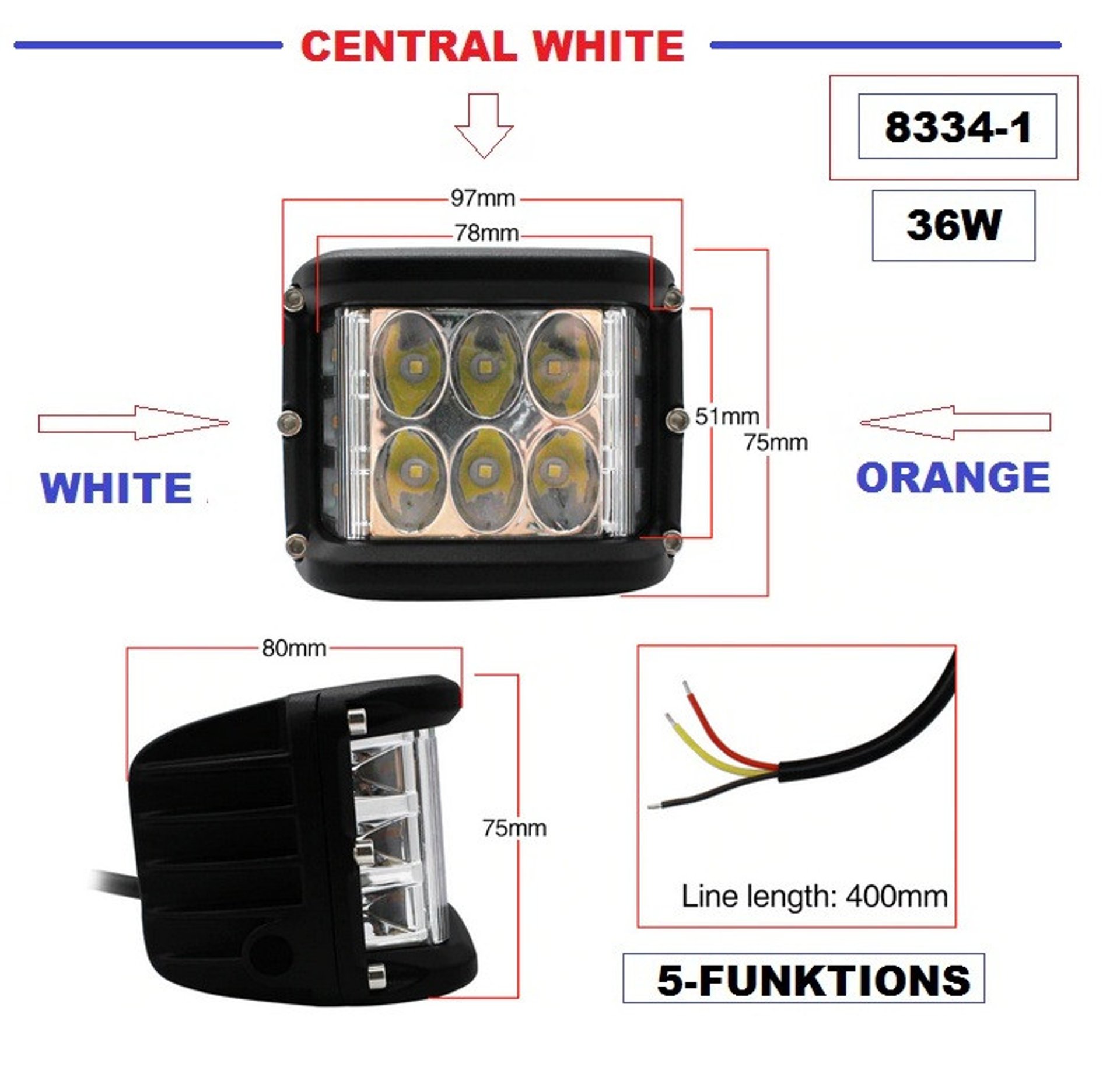 LED BAR,Халоген ДИОДЕН 36W 1БР. - 8334-3