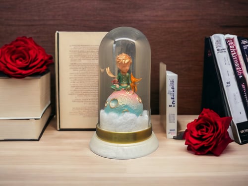 Ръчно рисуван, 3D принтиран - Малкия Принц в Стъклен Купол с лед светлини