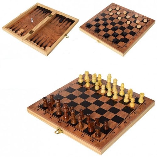 Шах и табла дървен 40см