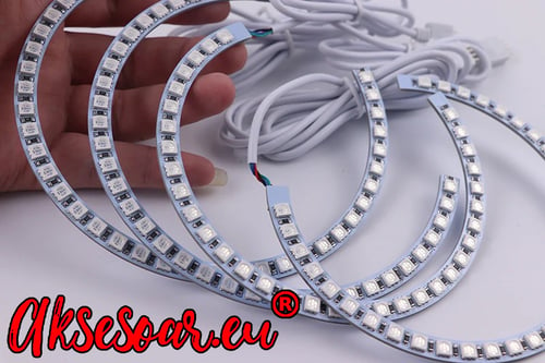 Ангелски очи многоцветни RGB LED Фарове Angel Eyes DRL за кола пръстени 4x131 mm с дистанционно за BMW E36 E38 E39 E46