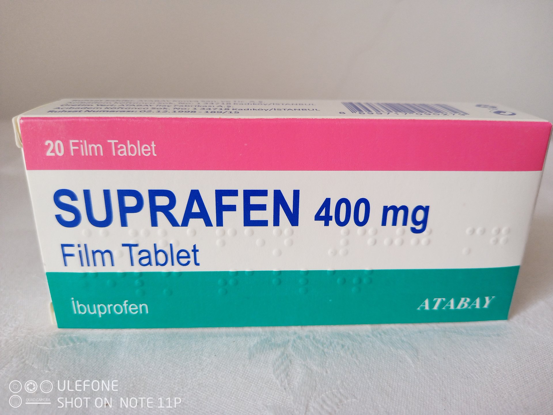 SUPRAFEN 400 mg. 20 FİLM TABLET/грипни инфекции,треска, настинки, ларингит, фарингит