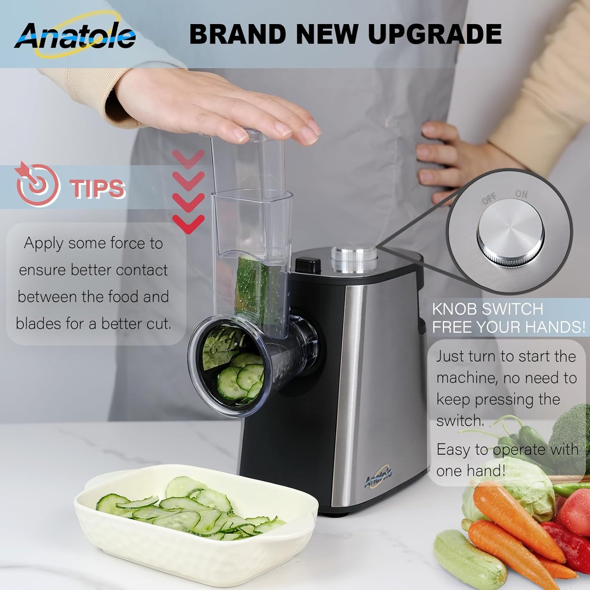 Електрическо ренде Anatole Electric Vegetable Slicer,Ново