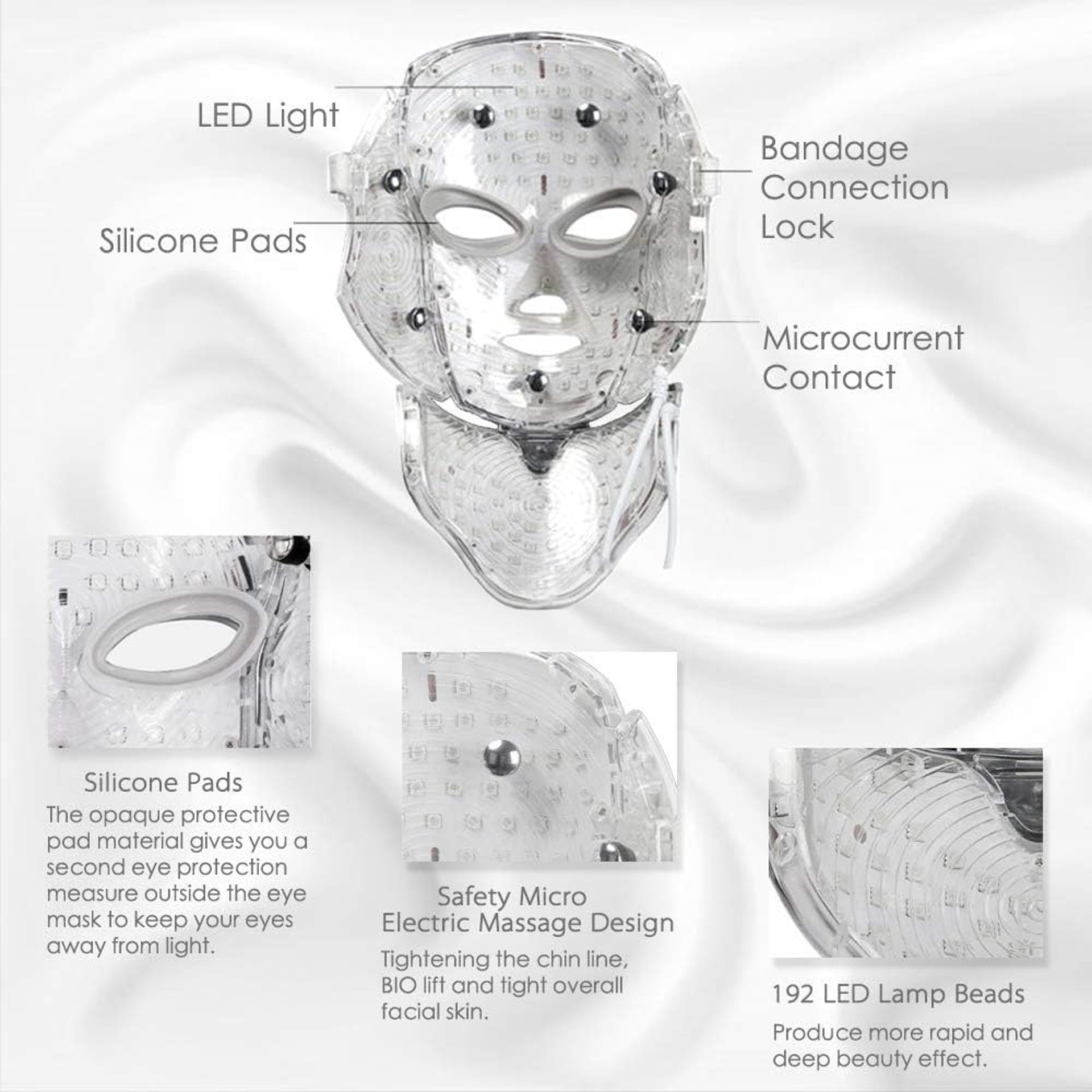 Професионална козметична маска за лице и шия HIME SAMA Led Skin Mask, Pro 7