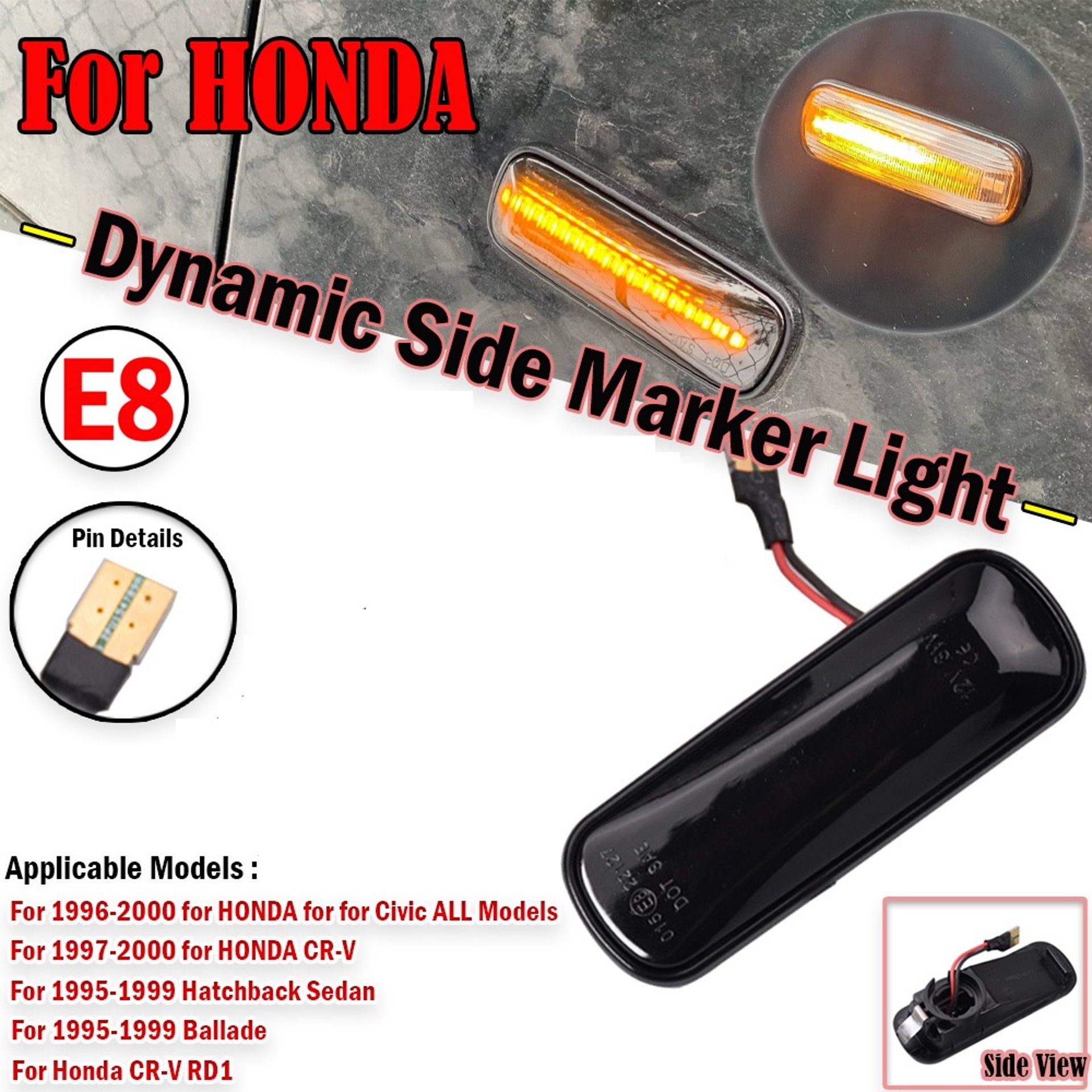 Динамични LED странични мигачи за Honda Civic, Partner , CRV, Accord  , HR-V