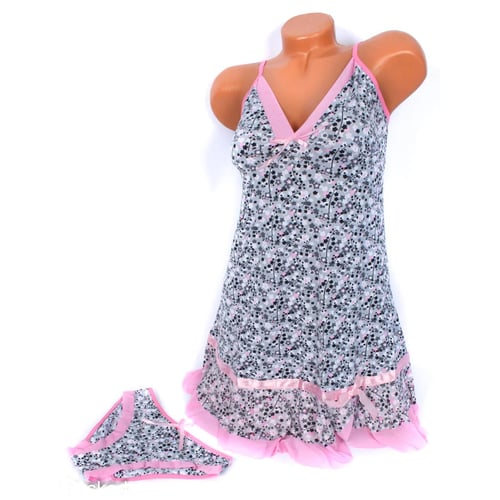 Дамска сатенена пижама рокля, Розова