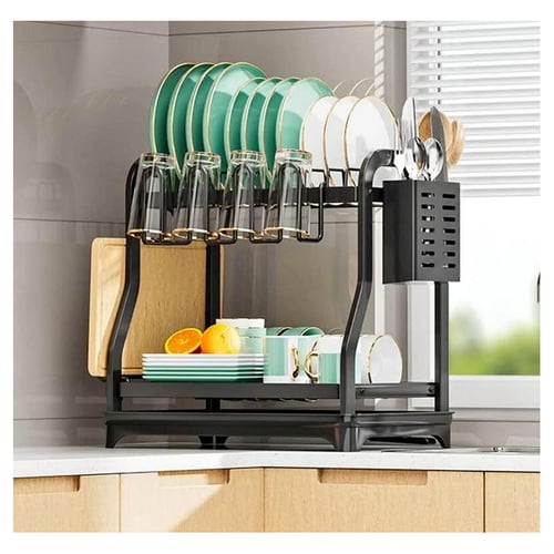 Сушилник с преливник Dish Rack ,Черен MZY- 1028, Размери 42.2х25х35.5 см