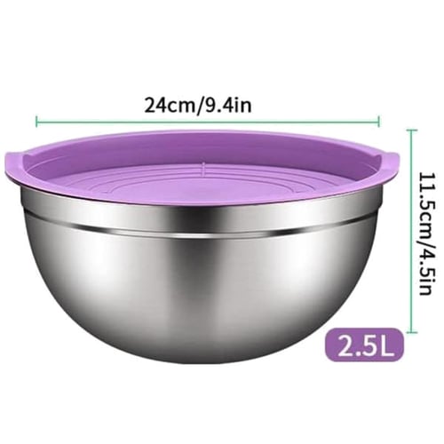 Иноксова купа за смесване с капак - 24х11.5 см,- 2,5 литра