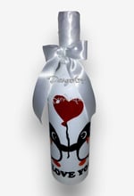 Рисувани бутилка пингвини – I LOVE YOU