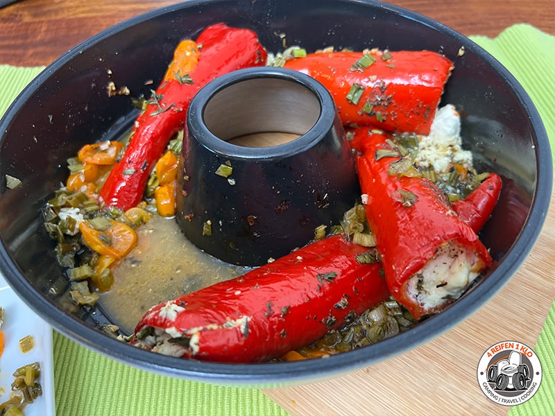 Spitzpaprika mit Schafskäse Omnia-Backofen-Rezept | 4 REIFEN 1 KLO