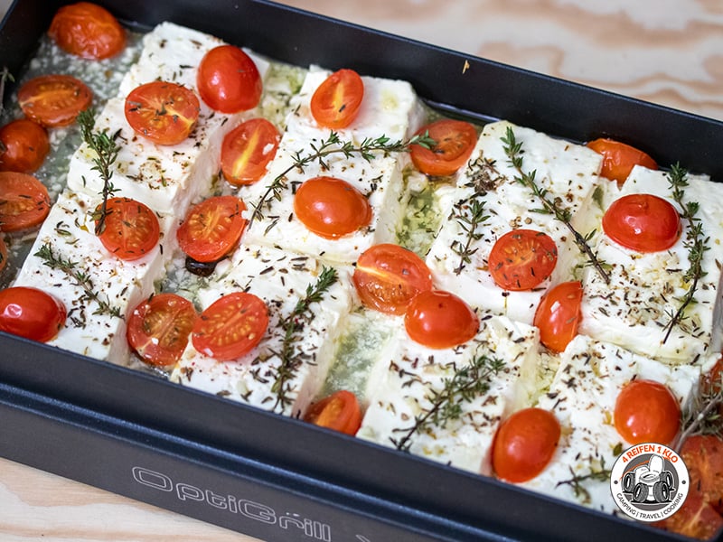 Schafskäse überbacken mit Tomaten aus dem OptiGrill | OptiGrill Rezepte von 4 REIFEN 1 KLO