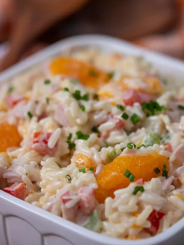 Reissalat mit Mandarinen und Schinken | BIANCAS-KITCHEN