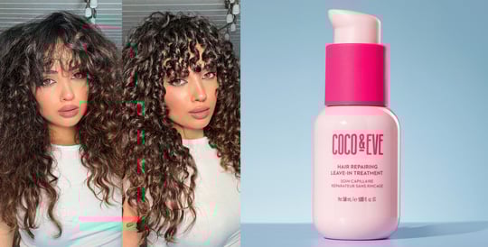 Images of Before and After applying Coco & Eve Hair Repairing Leave-in Treatment and Hair Repairing Leave-in Treatment product image