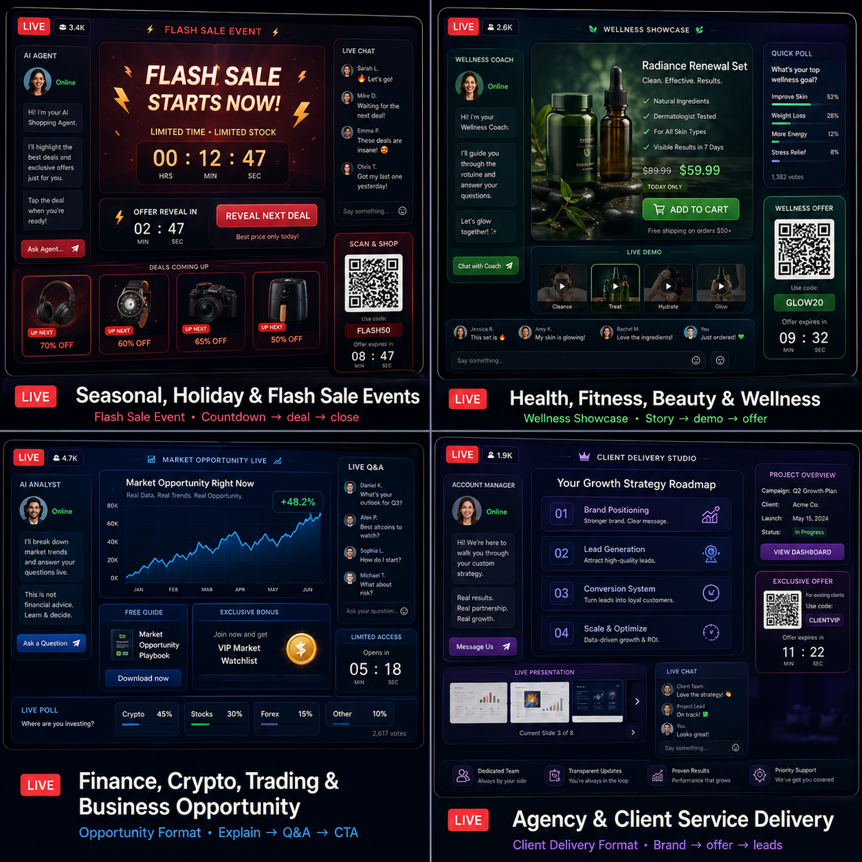 Seasonal, Wellness, Finance & Agency Formats