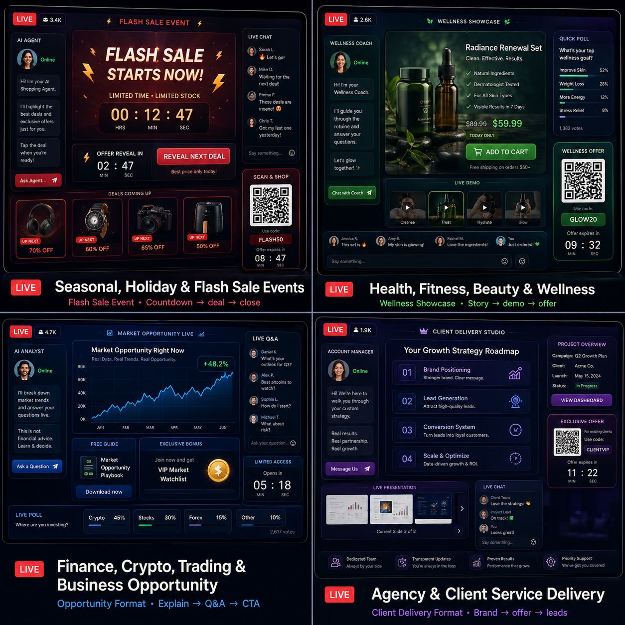 Seasonal, Wellness, Finance & Agency Formats