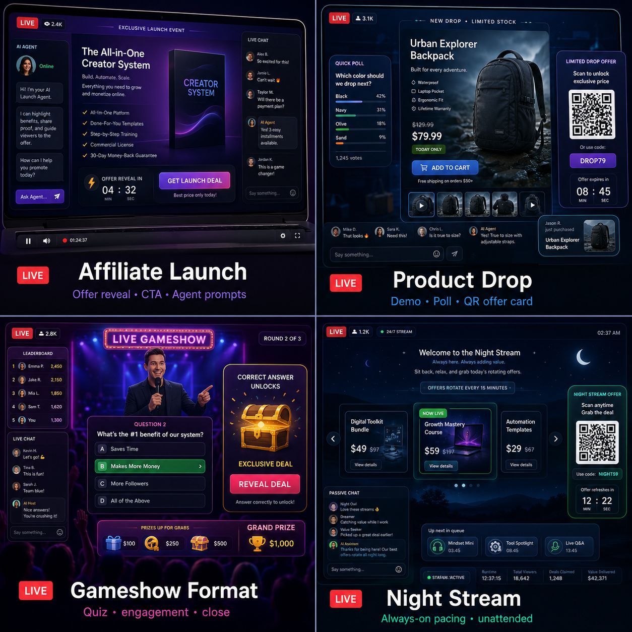 Four Ready-To-Run Live Selling Formats