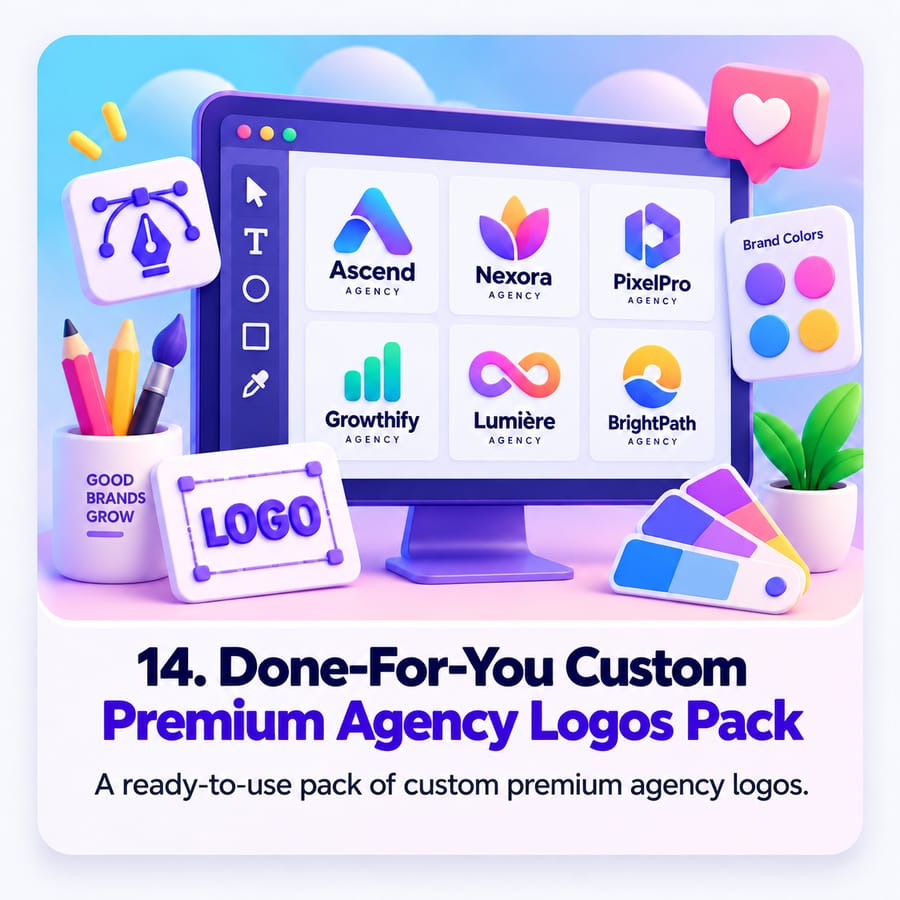 14 Done-For-You Custom Premium Agency Logos Pack