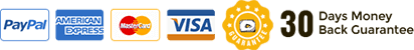 PayPal, American Express, Mastercard, Visa and 30 Days Money Back Guarantee