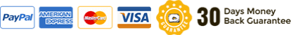 PayPal, American Express, Mastercard, Visa and 30 Days Money Back Guarantee