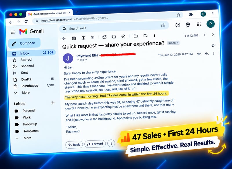 Beta user result showing 47 sales in the first 24 hours