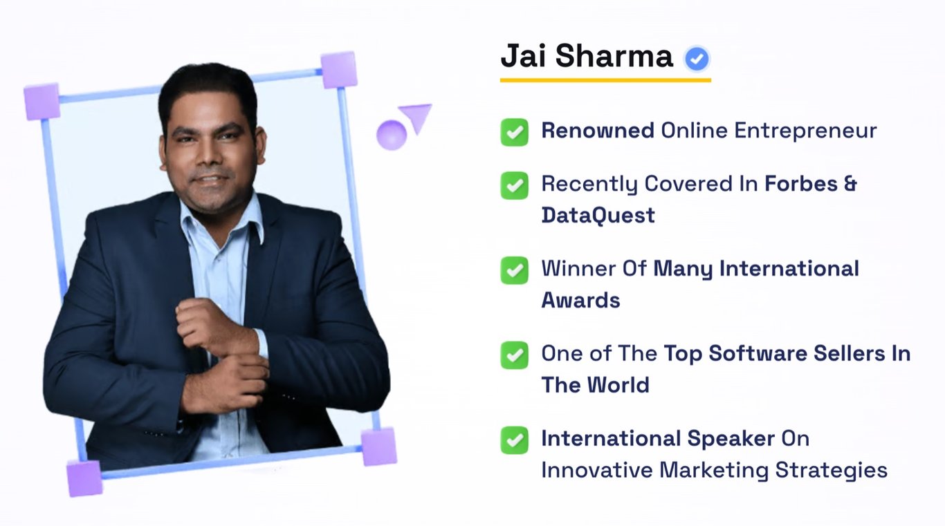 Jai Sharma — renowned online entrepreneur, international award winner and software seller