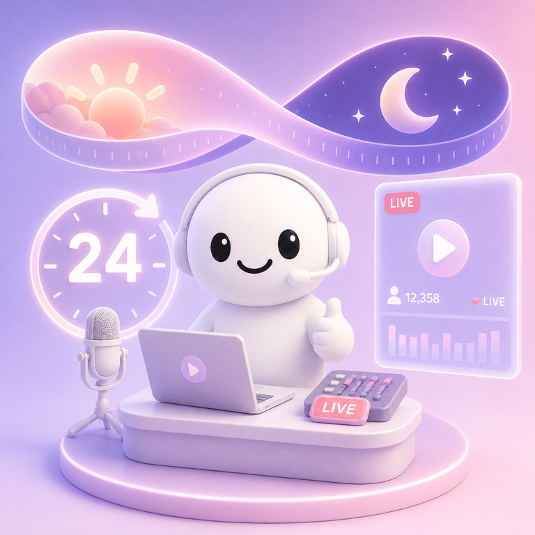 AI agent streaming continuously through day and night