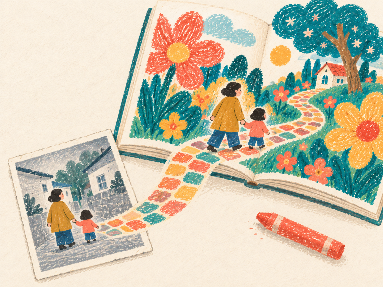 삶의 기억이 그림책으로 펼쳐지는 크레용 그림