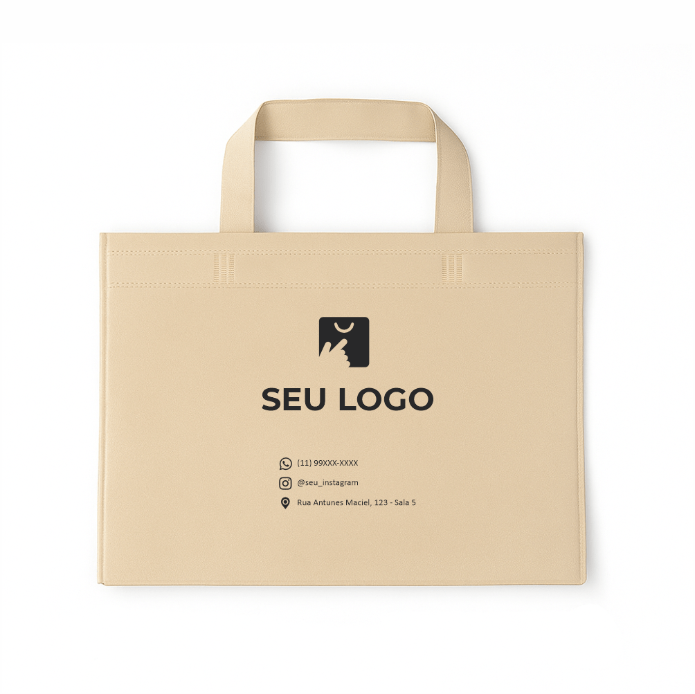 Sacola ecobag personalizada tamanho 35x25 na cor bege
