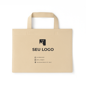 Sacola ecobag personalizada tamanho 35x25 na cor bege