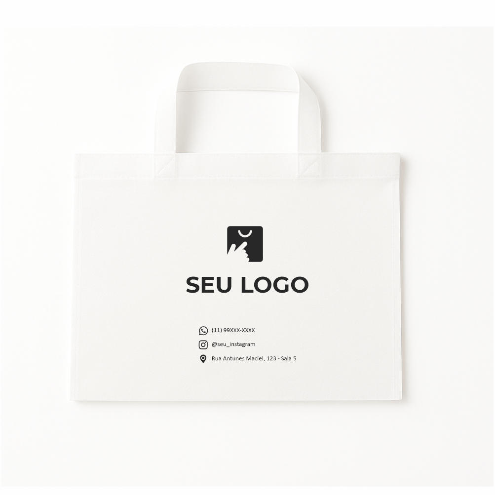 Sacola ecobag personalizada tamanho 35x25 na cor branco