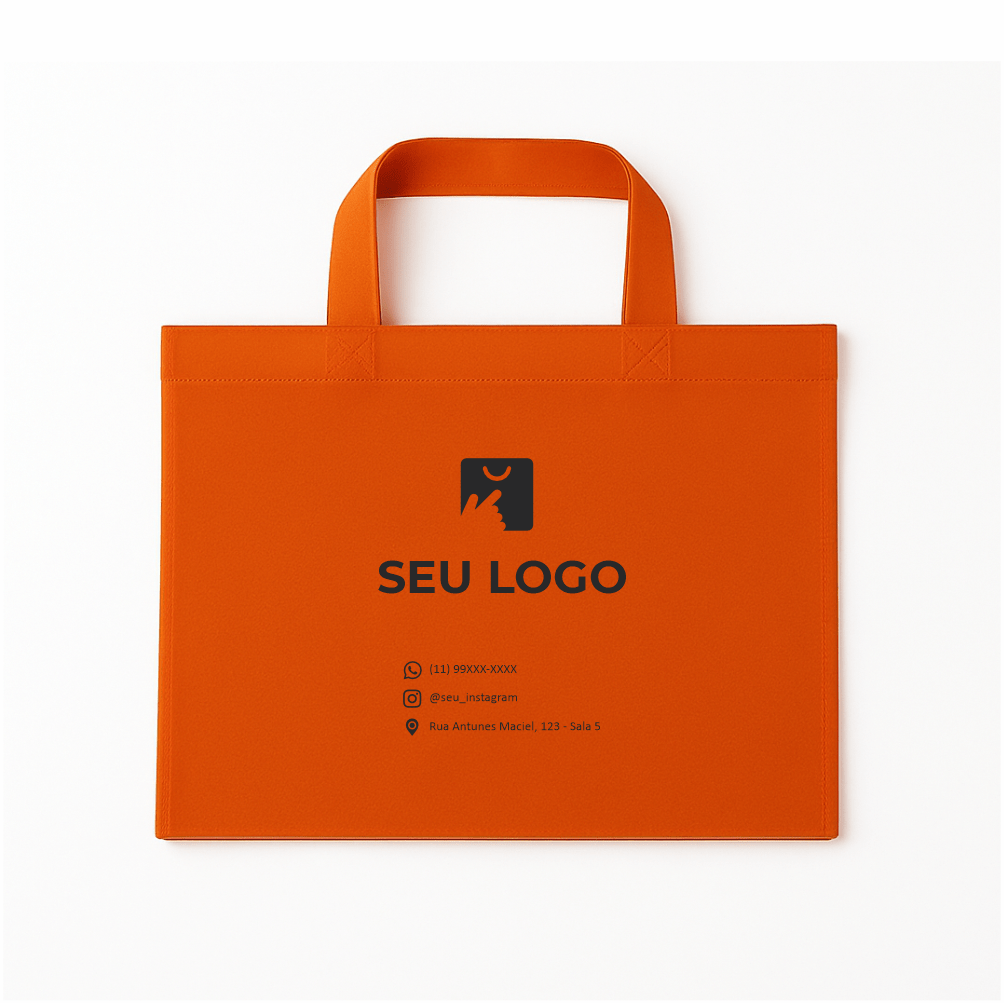 Sacola ecobag personalizada tamanho 35x25 na cor laranja