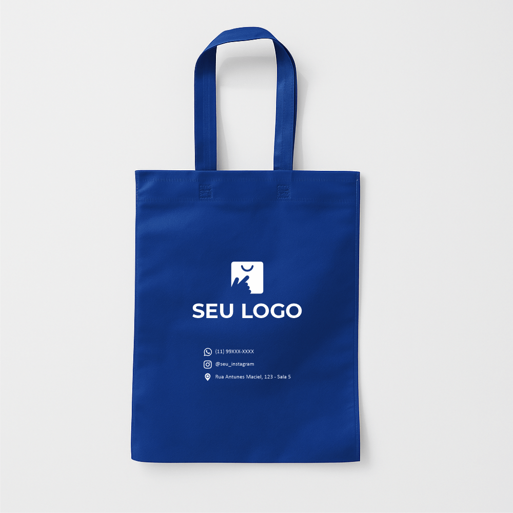 Sacola ecobag personalizada tamanho 35x45 na cor azul marinho