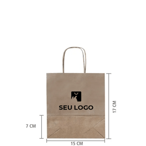 Sacola papel kraft personalizada 17x15x7 destacando a base