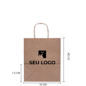 Sacola papel kraft personalizada 22x16x7,5 destacando a base