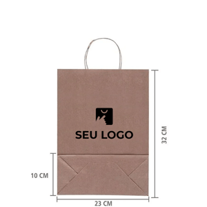 Sacola papel kraft personalizada 32x24x10 destacando a base