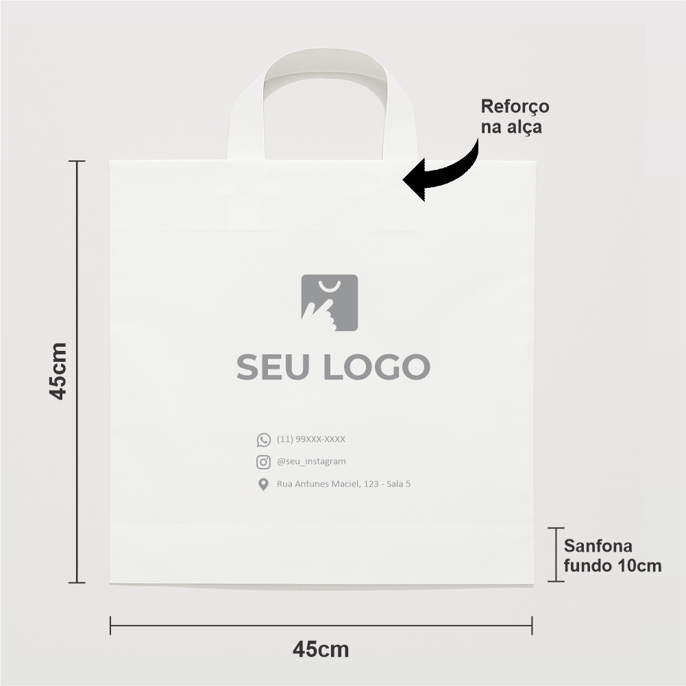 Sacola Personalizada Plástica 45×45 Alça Fita