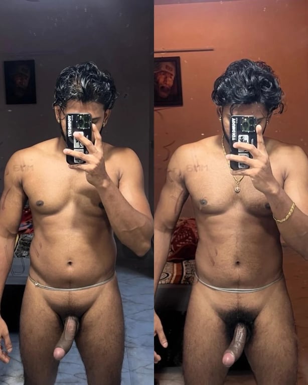 Here is a picture of a thick, juicy cock with dark pubic hair on a muscled stud.