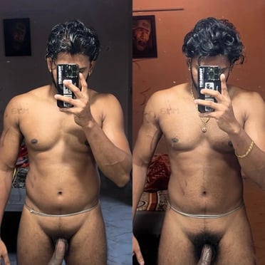 Here is a picture of a thick, juicy cock with dark pubic hair on a muscled stud.
