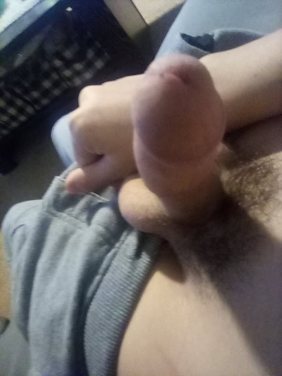 Thick white cock with hairy balls, close up pic.