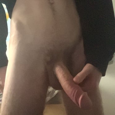 Juicy 17cm dick pic with large balls and a thin layer of pubic hair.