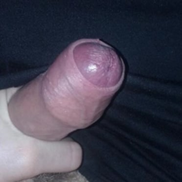 Thick, juicy uncut cock with a veiny head presented in a close-up dick pic.