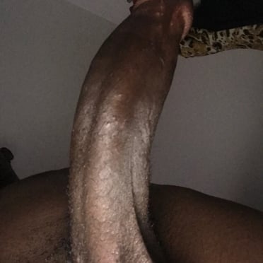 An uncut black cock stands erect, looking veiny and very delicious.