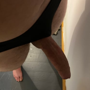 Thick veiny white cock with bushy pubic hair and large balls pic.