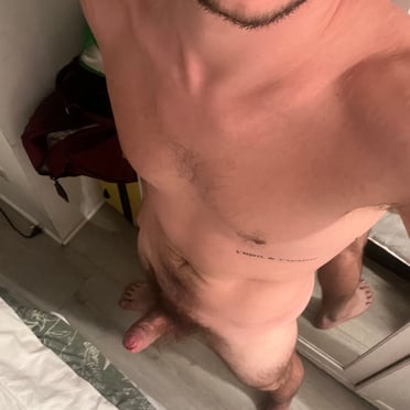 This juicy cock pic features a thick, veiny member with hairy balls.