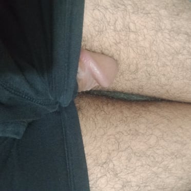 Veiny, thick cock with lots of pubic hair, a beautiful pic.