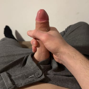 Beautifully thick cock glistening with precum, the owner of this dick pic has a nice body.