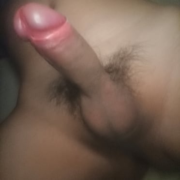 A close-up of a juicy, medium-sized cock with thick pubic hair, measured at around 16cm in length, likely belonging to a Chinese male.